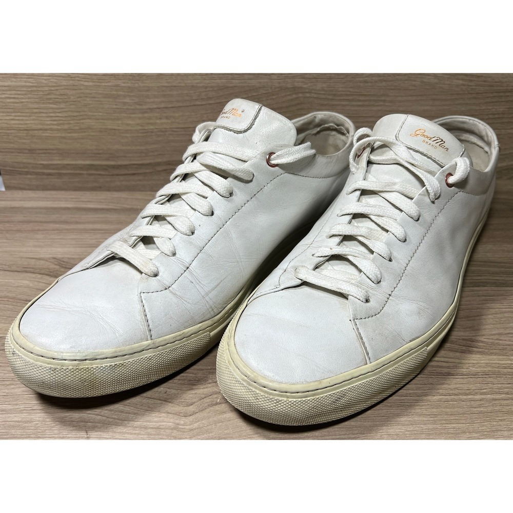 Good Man Brand White Leather Lace Up‎ Low Top Sneakers Mens Size 14